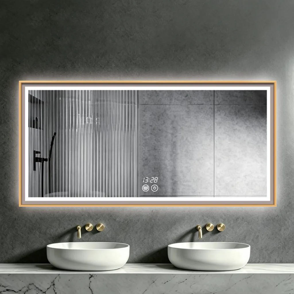 Rectangle LED Bathroom Mirror with Metal Trim — WLM-1087