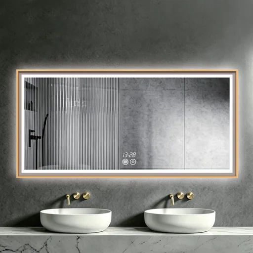Rectangle LED Bathroom Mirror with Metal Trim — WLM-1087
