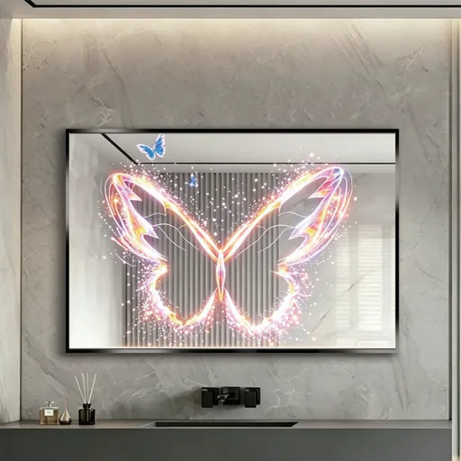 Rectangle Art Mirror with Hidden Butterfly Artwork — WLM-1090