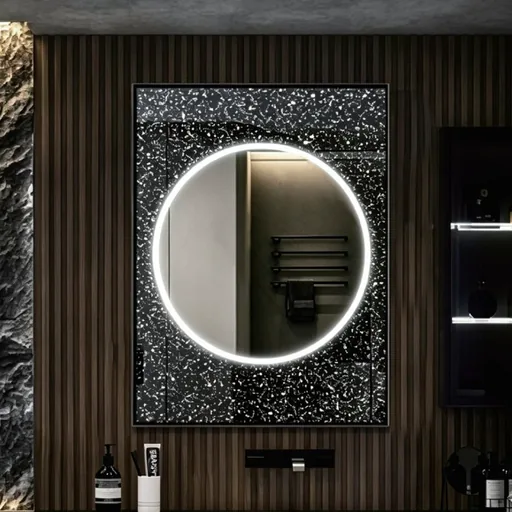 Rectangle Starry Sky Lighted Mirror with Round Centre — WLM-1093