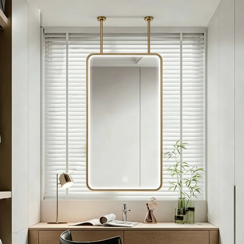 Ceiling-Hung Portrait LED Mirror with Printed Artwork Back — LHM-1109