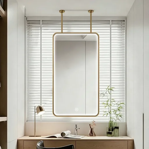 Ceiling-Hung Portrait LED Mirror with Printed Artwork Back — LHM-1109
