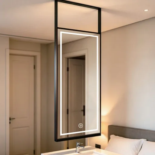 Ceiling-Hung Full-Height LED Mirror with Printed Artwork Back — LHM-1111