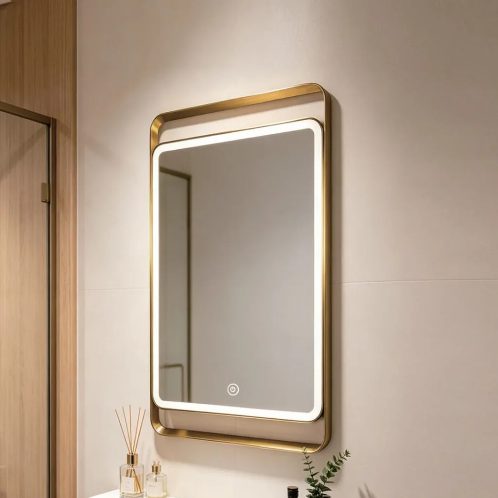 Double-Frame Portrait LED Mirror in Stainless Steel — WLM-1095