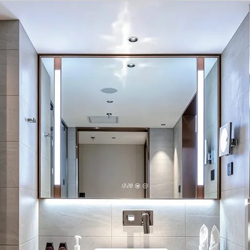 Hotel Bathroom Mirror with Vertical Side Light Bars — WLM-1102