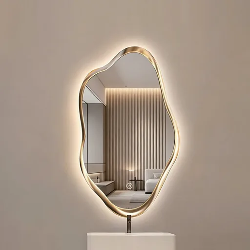 Wavy Wooden Frame LED Mirror — WLM-1108