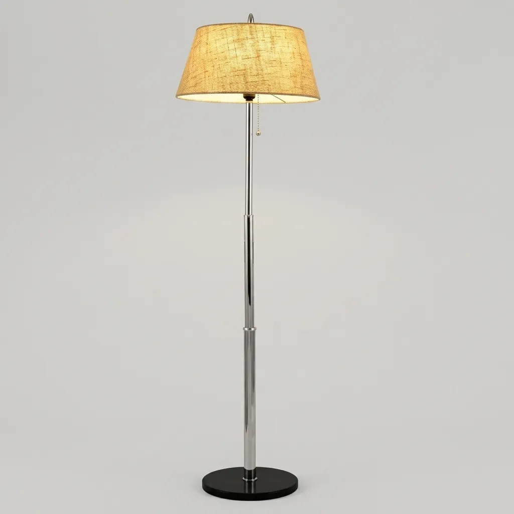 Floor Lamp With Marble Base And Pull Chain Switch - Stainless Steel — LMP-1032 (image 2)