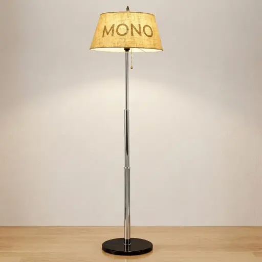 Floor Lamp With Marble Base And Pull Chain Switch - Stainless Steel — LMP-1032