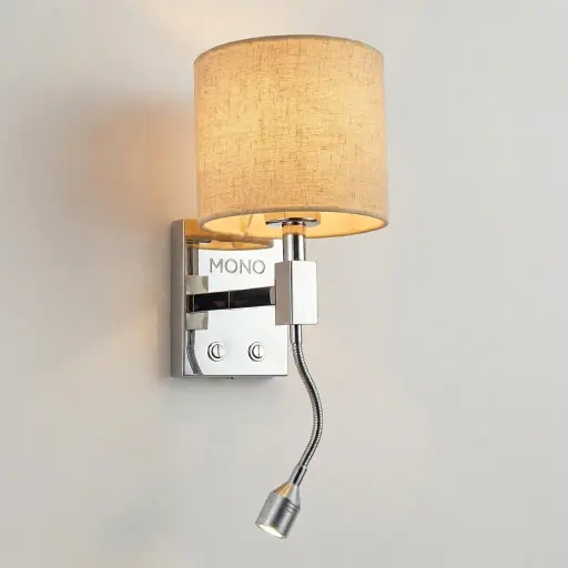 Wall Light With Adjustable Led Reading Lamp - Stainless Steel — LMP-1033