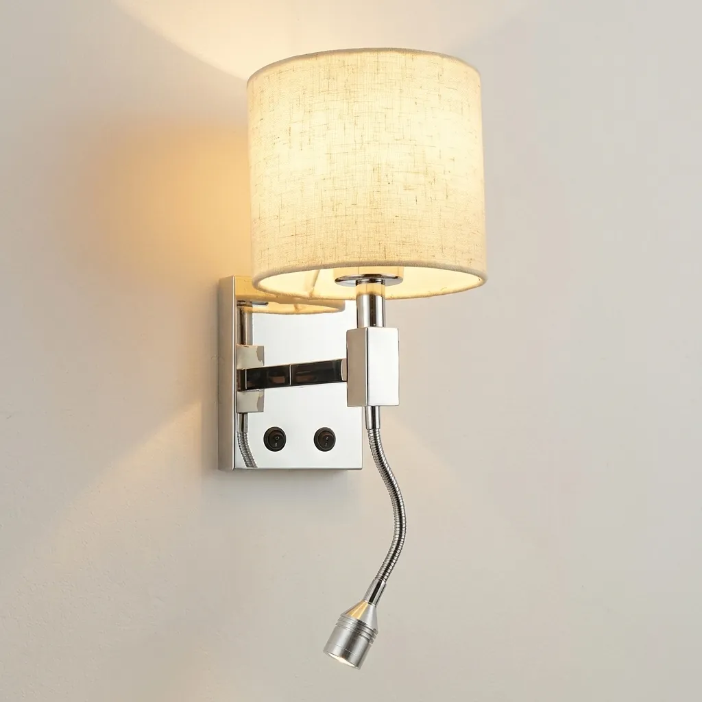 Wall Light With Adjustable Led Reading Lamp - Stainless Steel — LMP-1033 (image 4)