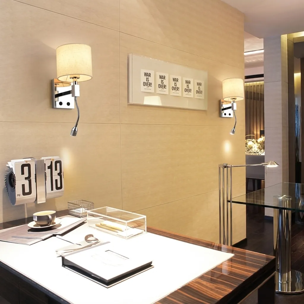 Wall Light With Adjustable Led Reading Lamp - Stainless Steel — LMP-1033 (image 7)