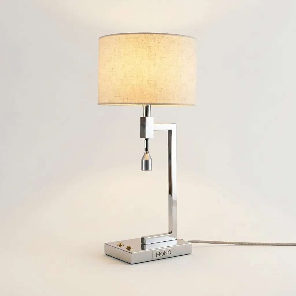 Table Lamp With Adjustable Led Reading Lamp - Stainless Steel — LMP-1034 (image 1)