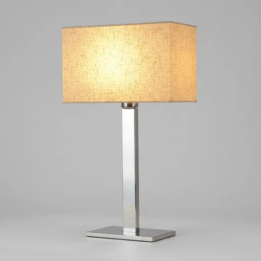 Rectangular Fabric Shade Table Lamp in Chrome — LMP-1048