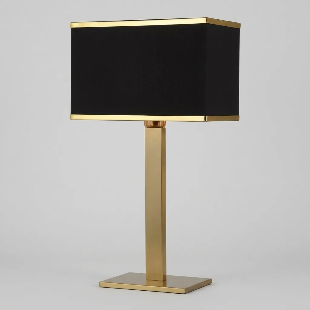 Rectangular Fabric Shade Table Lamp in Brass — LMP-1049