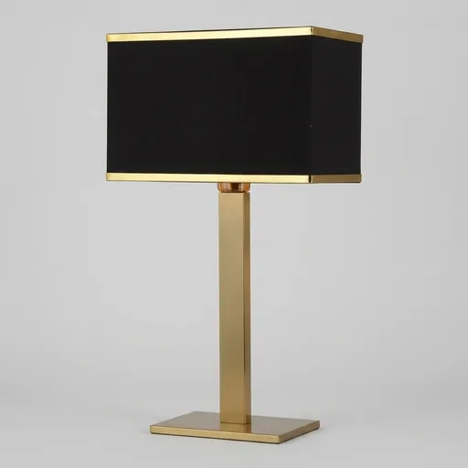 Rectangular Fabric Shade Table Lamp in Brass — LMP-1049