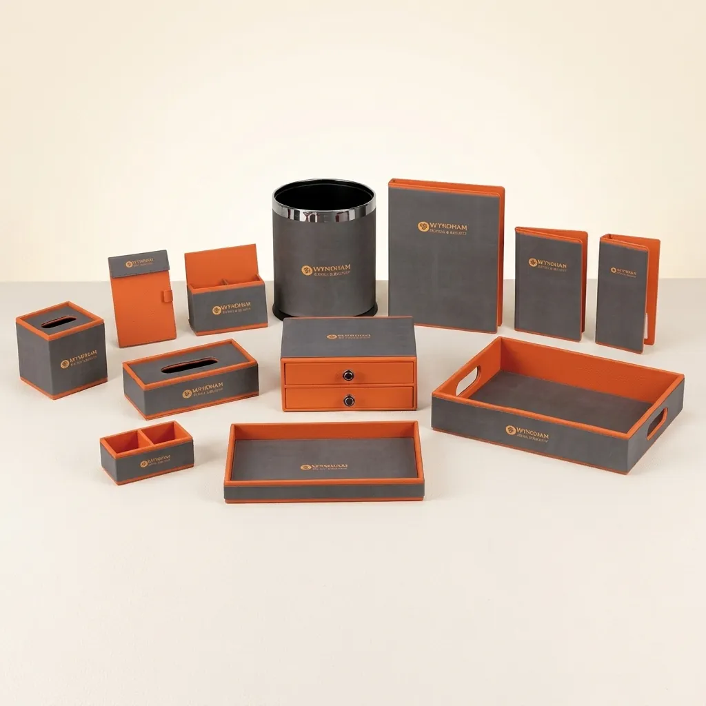 PU Leather 12-Piece Amenities Set with Amenities Tray With 2 Drawers — LTH-1027 (image 7)