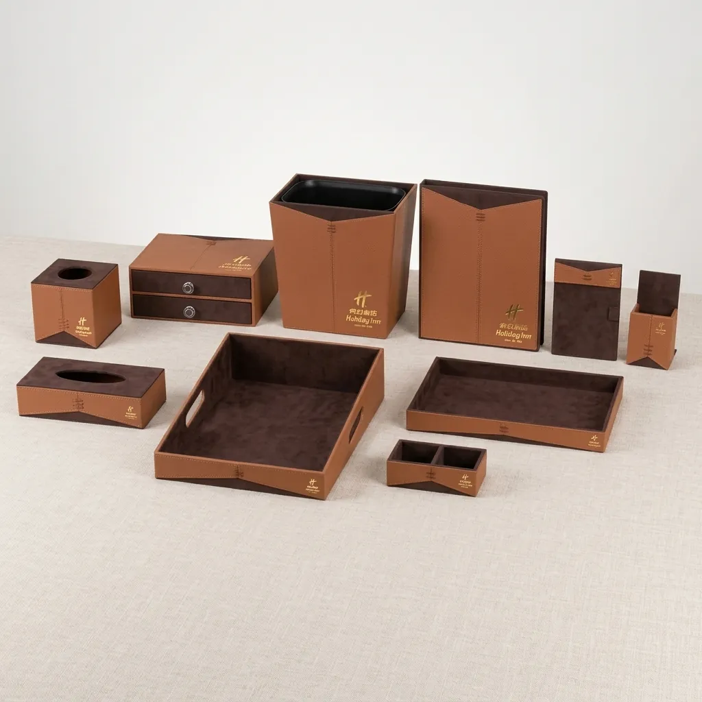 PU Leather 10-Piece Amenities Set with Single Remote Control Holder — LTH-1032 (image 5)