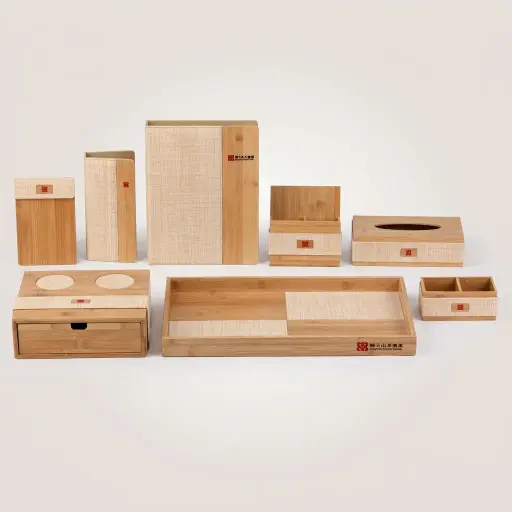 Wood & Pu Leather Hotel Amenities 8pcs — LTH-1035