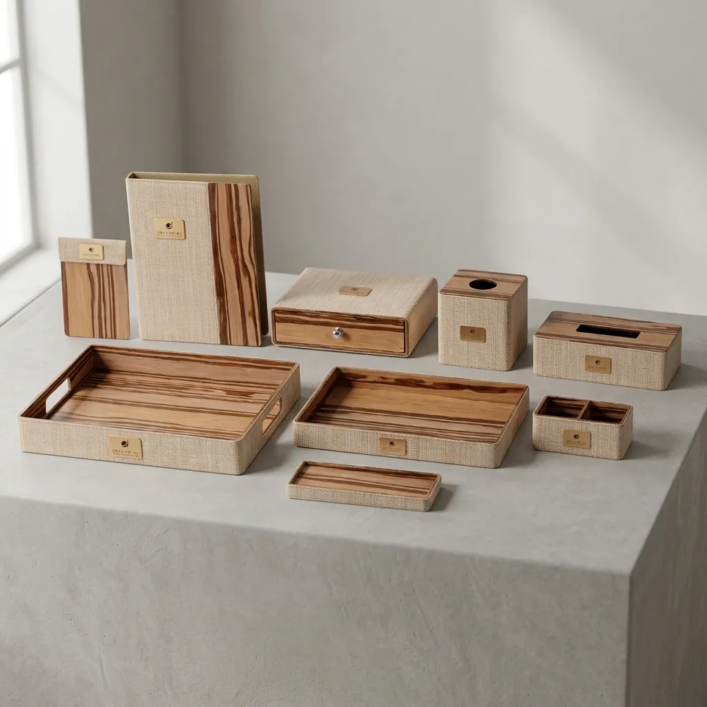 Wood & Pu Leather Hotel Amenities 9pcs — LTH-1036 (image 3)
