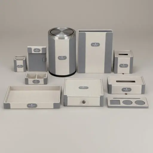 PU Leather 10-Piece Amenities Set with Amenities Tray With Single Drawer — LTH-1038