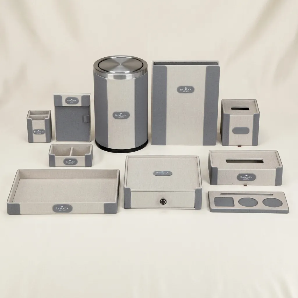 PU Leather 10-Piece Amenities Set with Amenities Tray With Single Drawer — LTH-1038 (image 5)