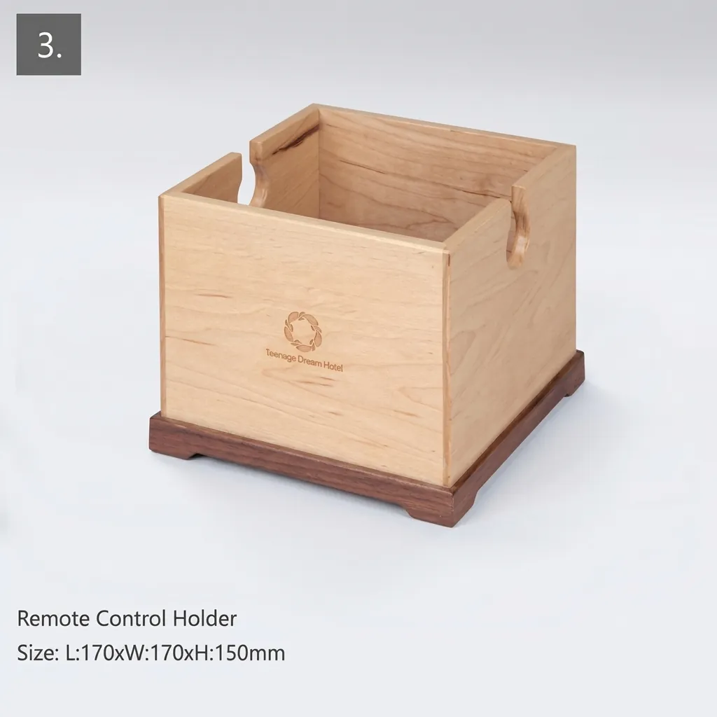 Wooden 8-Piece Amenities Set with Single Remote Control Holder — LTH-1040 (image 6)