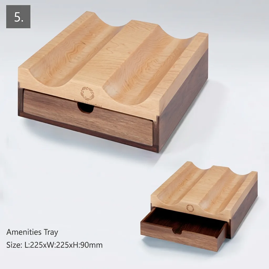 Wooden 8-Piece Amenities Set with Single Remote Control Holder — LTH-1040 (image 8)
