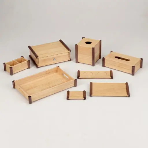 Wooden 8-Piece Amenities Set with Double Sachet Holder Box — LTH-1041