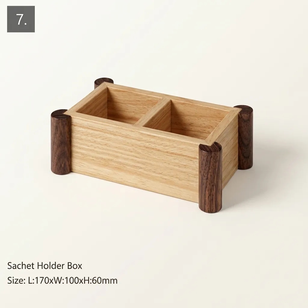 Wooden 8-Piece Amenities Set with Double Sachet Holder Box — LTH-1041 (image 10)