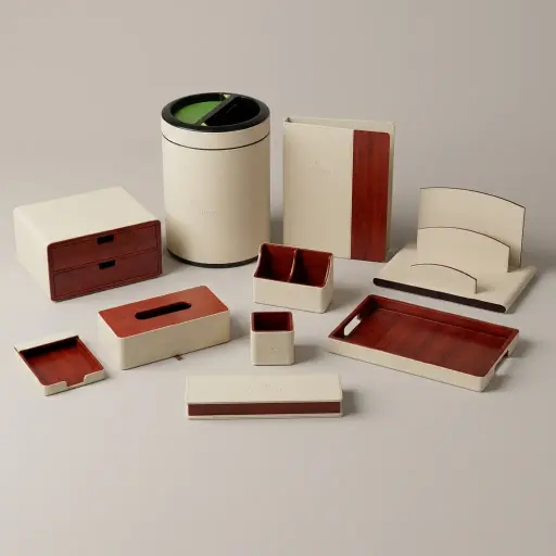 PU Leather 10-Piece Amenities Set with Single Sachet Holder Box — LTH-1043
