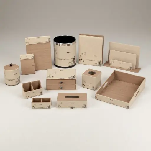 PU Leather 12-Piece Amenities Set with Brochure Holder — LTH-1046