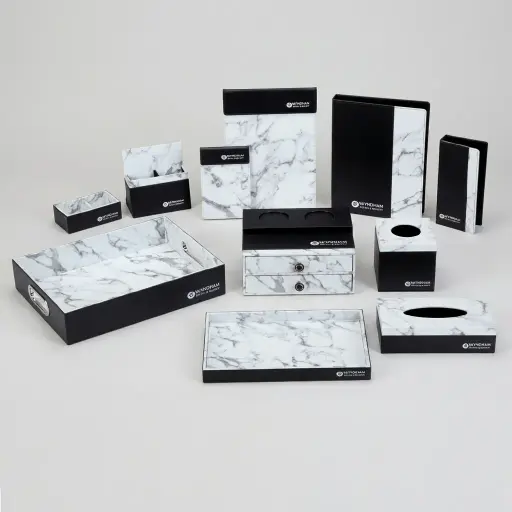 PU Leather 11-Piece Amenities Set with Notepad Holder A4 Paper — LTH-1047
