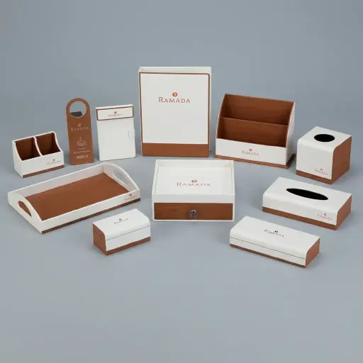 PU Leather 11-Piece Amenities Set with Double Sachet Holder Box With Lid — LTH-1049