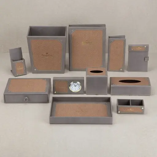 PU Leather 11-Piece Amenities Set with Single Remote Control Holder — LTH-1050