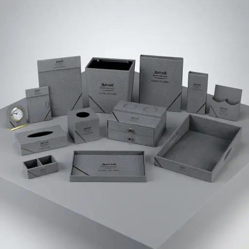 PU Leather 13-Piece Amenities Set with Shoe Box Tray