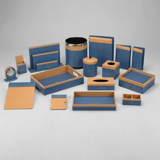 PU Leather 16-Piece Amenities Set with Service Folder With Clip