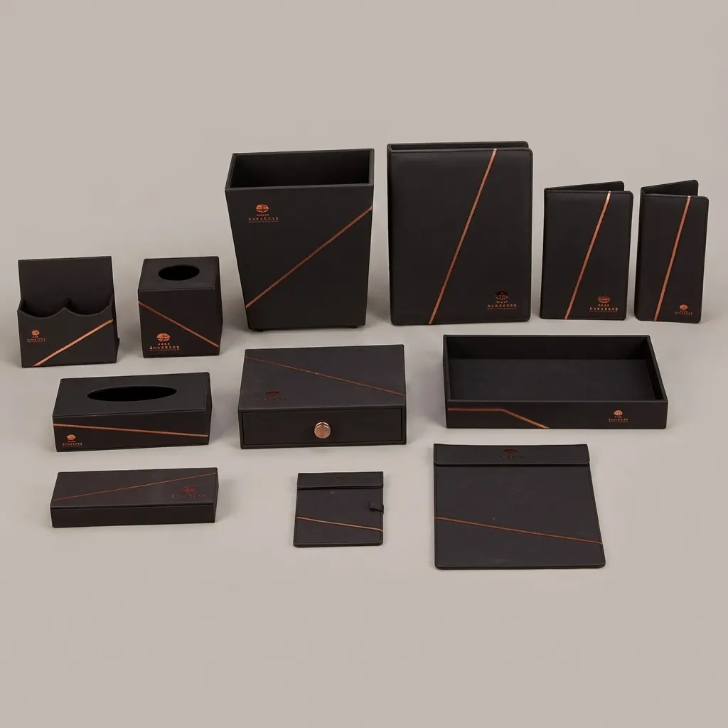 PU Leather 12-Piece Amenities Set with Amenities Tray With Single Drawer [1059]… (image 6)