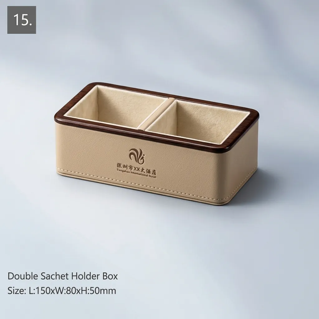 PU Leather 15-Piece Amenities Set with Square Tissue Box Cover — LTH-1061 (image 9)