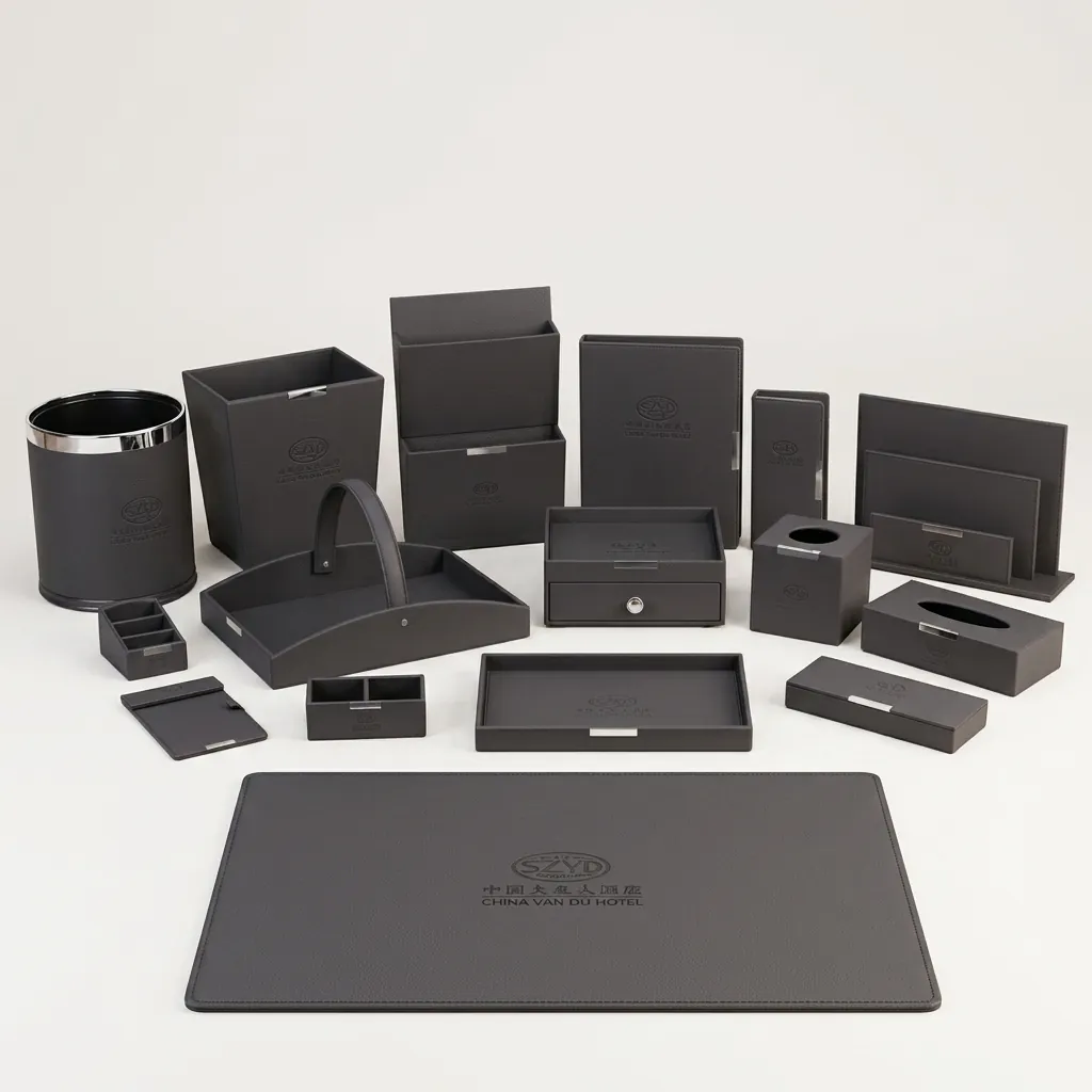 PU Leather 15-Piece Amenities Set with Sachet Holder Box With 3 Compartment — LTH-1064 (image 10)