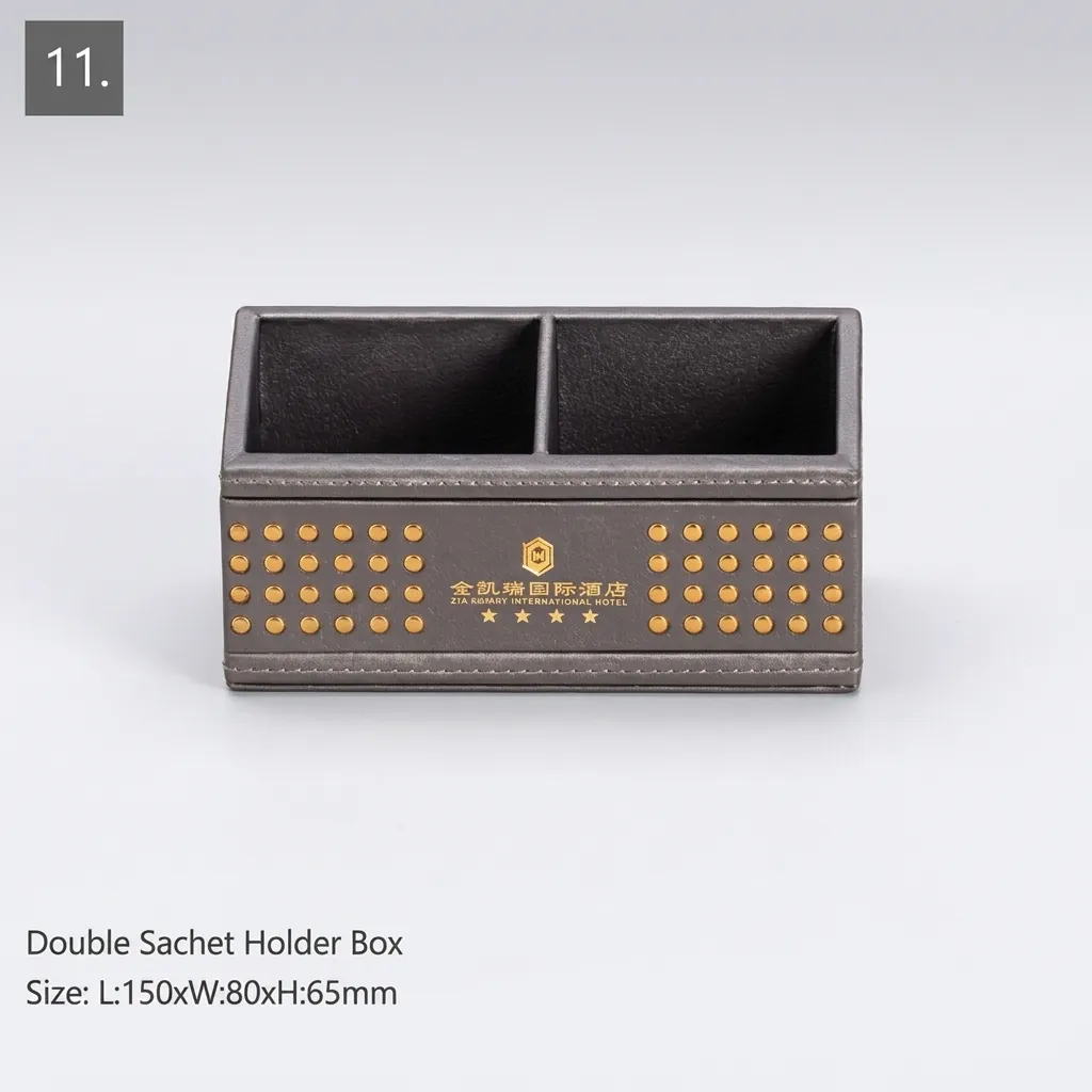 PU Leather 15-Piece Amenities Set with Double Remote Control Holder — LTH-1065 (image 5)