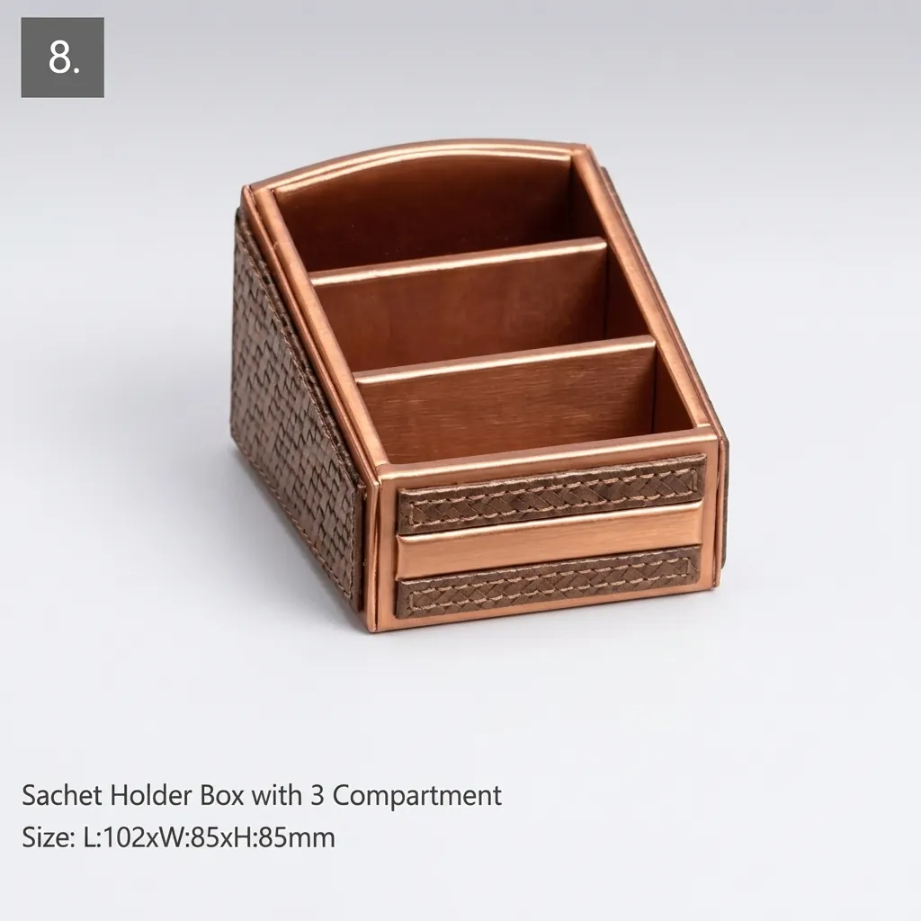 PU Leather 16-Piece Amenities Set with Sachet Holder Box With 3 Compartment — LTH-1071 (image 2)
