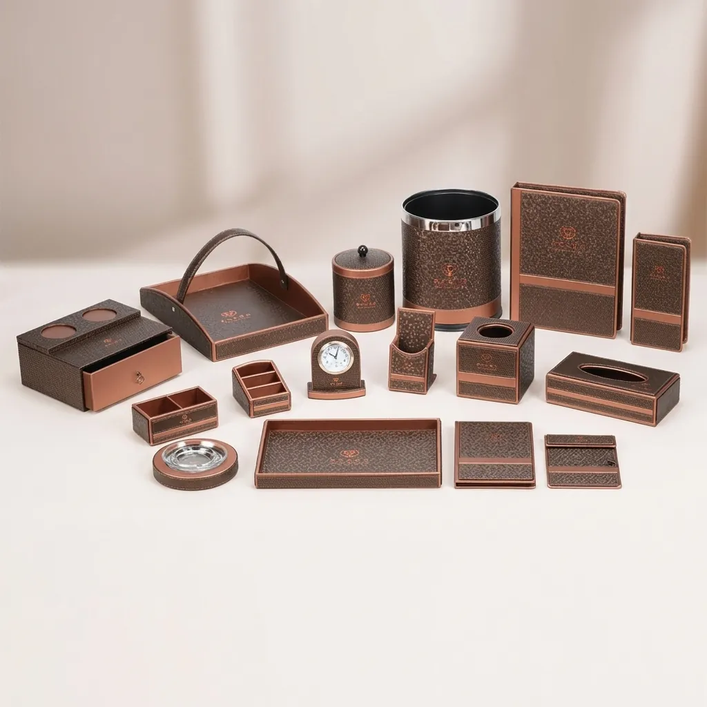 PU Leather 16-Piece Amenities Set with Sachet Holder Box With 3 Compartment — LTH-1071 (image 11)