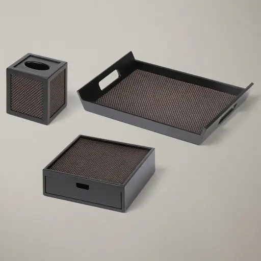 Wood & Pu Leather Hotel Amenities 3pcs