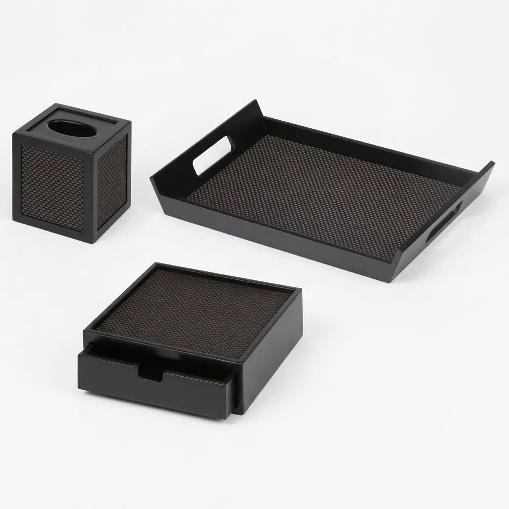 Wood & Pu Leather Hotel Amenities 3pcs — LTH-1074 (image 2)