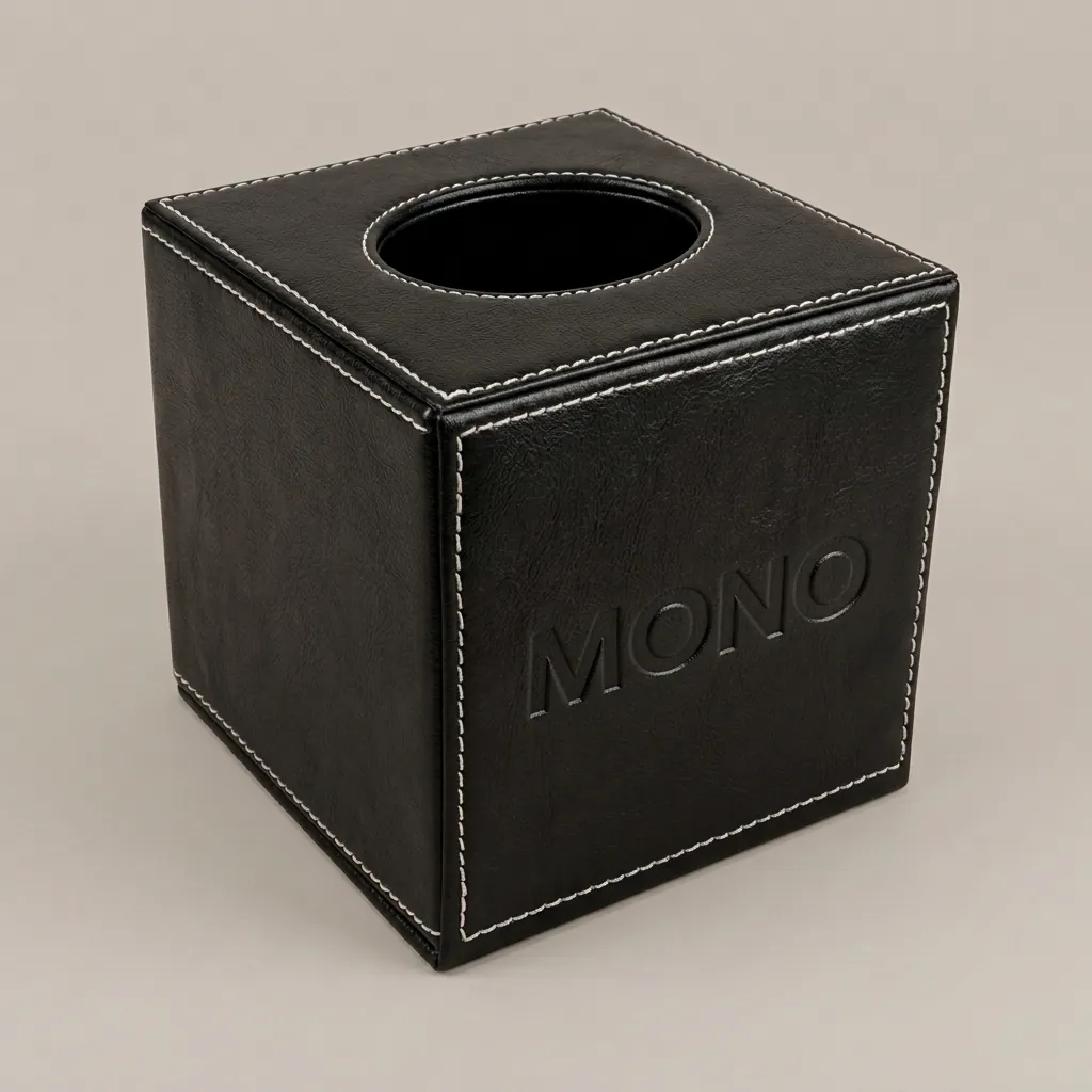 PU Leather Square Tissue Box Cover with Magnetic Bottom [1082] — LTH-1082 (image 1)