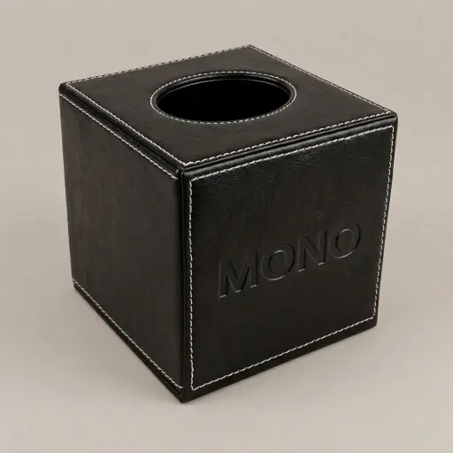 PU Leather Square Tissue Box Cover with Magnetic Bottom [1082]