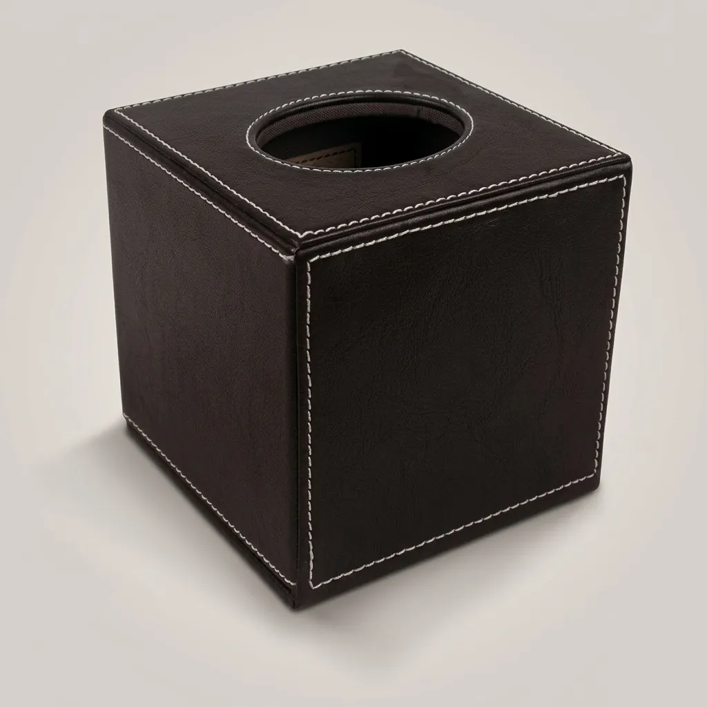 PU Leather Square Tissue Box Cover with Magnetic Bottom [1082] — LTH-1082 (image 2)