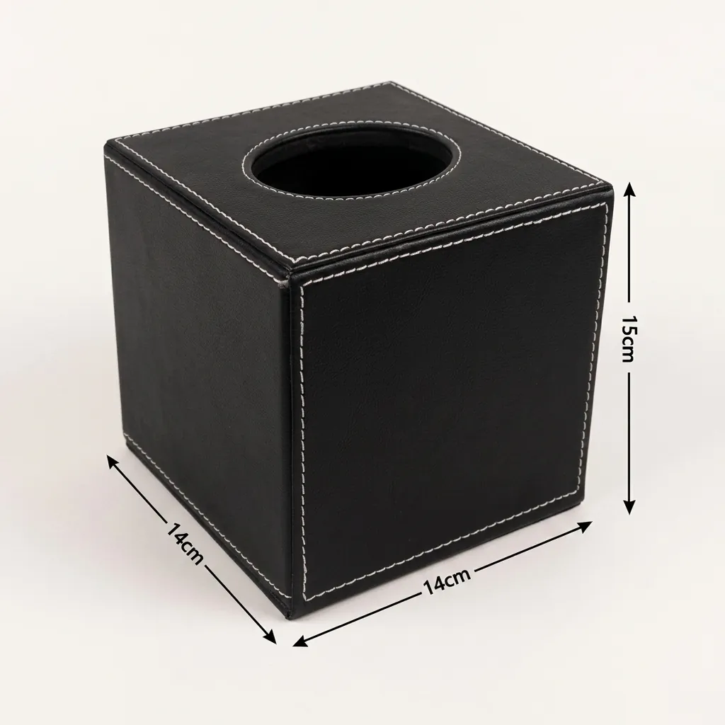 PU Leather Square Tissue Box Cover with Magnetic Bottom [1082] — LTH-1082 (image 3)