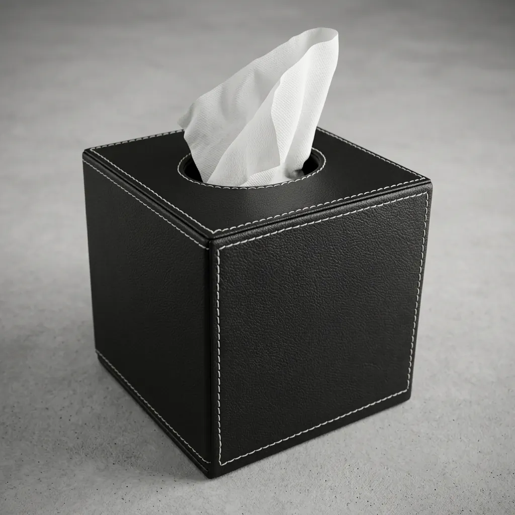 PU Leather Square Tissue Box Cover with Magnetic Bottom [1082] — LTH-1082 (image 4)