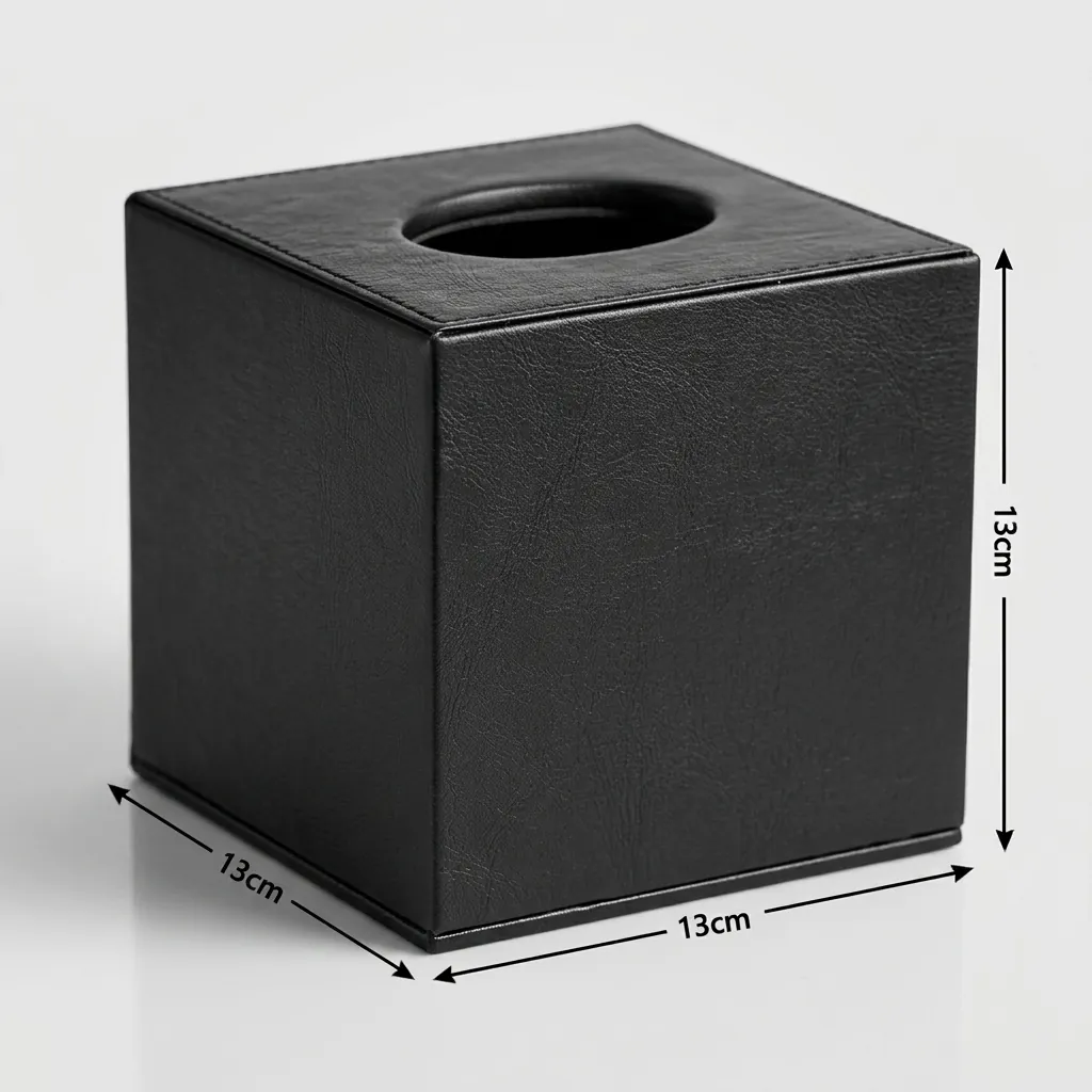PU Leather Square Tissue Box Cover with Magnetic Bottom [1083] — LTH-1083 (image 3)